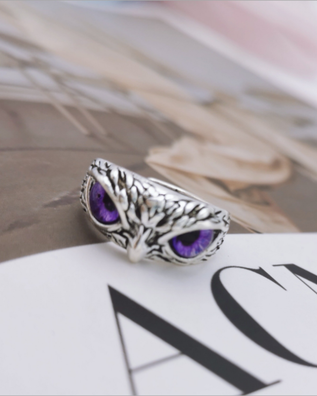 Mystic owl eye ring