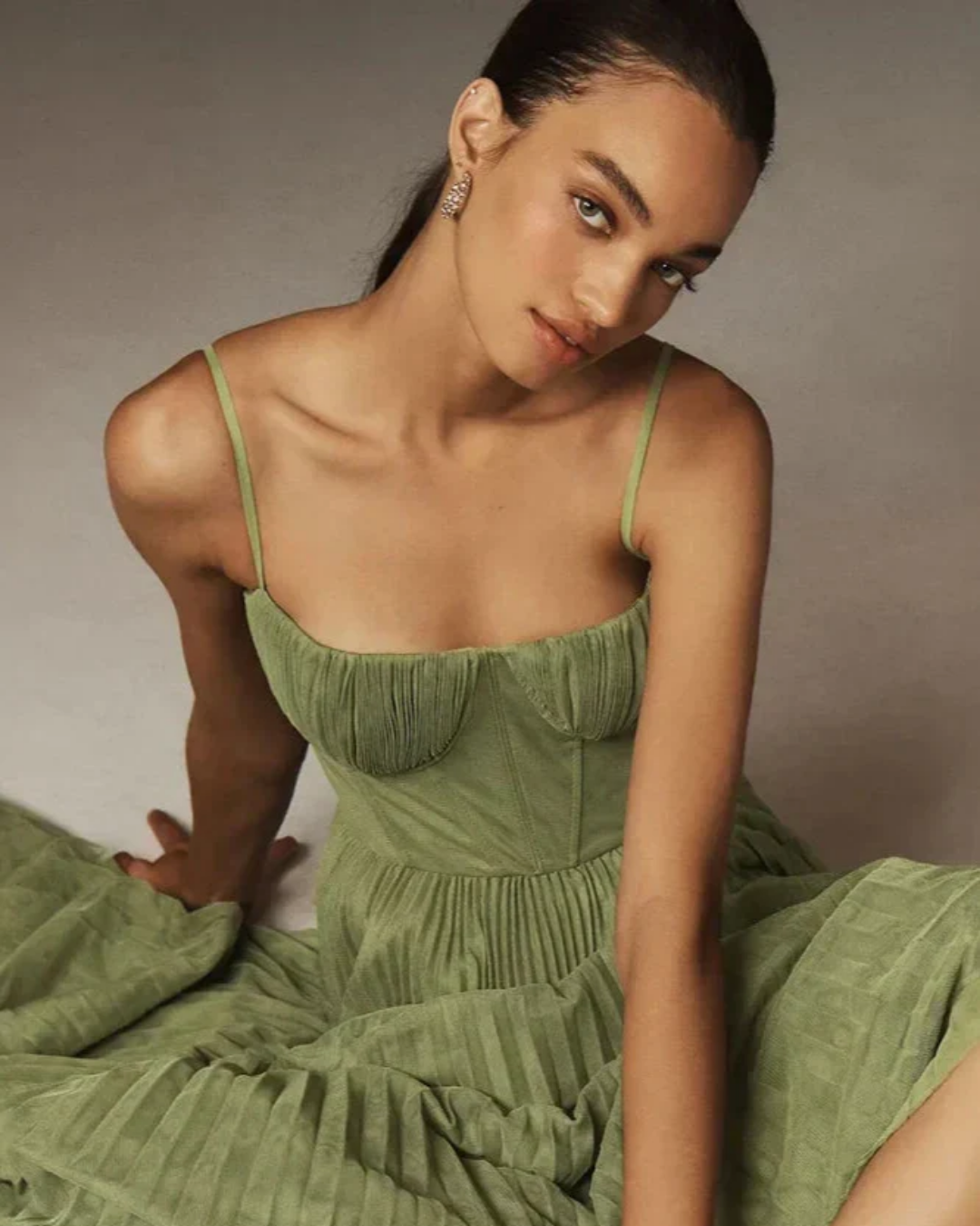 Aurelia pleated midi dress